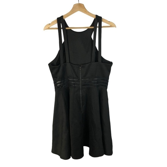 City Studios Black Illusion Waist Fit & Flare Scuba Mini Dress 13 - Picture 3 of 4